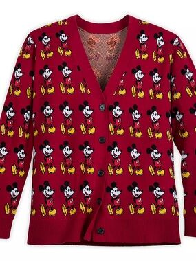 Disney Red Mickey Mouse All-Over V-Neck Cardigan